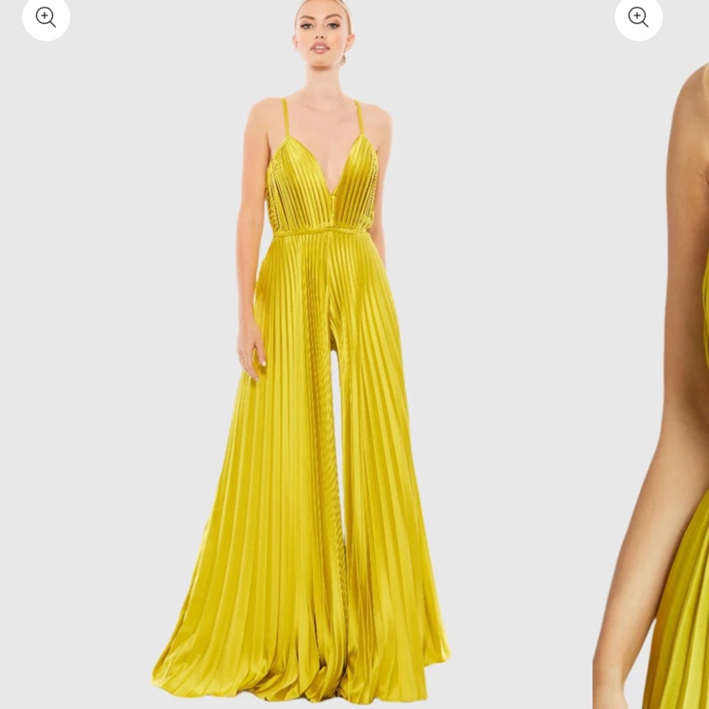 Ieena for Mac Duggal pleated wide leg jumpsuit